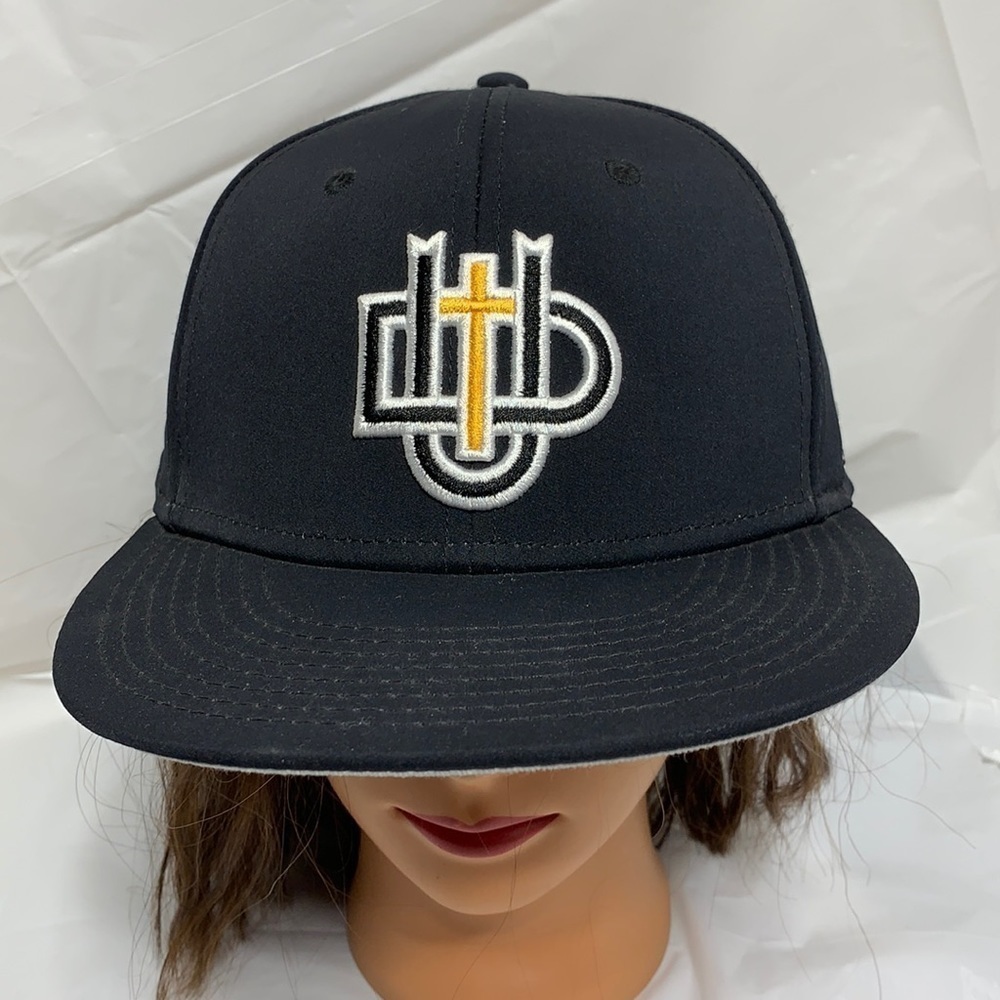 THE Game Pro Black Fitted Baseball Cap Dordt University Size 7-1/8